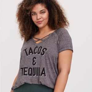 Gray Women's Top with Graphic Print
